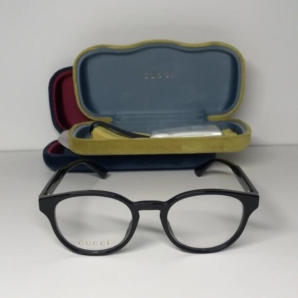 New Authentic Gucci GG0827O 001 Black Round Eyeglasses - Picture 6 of 11